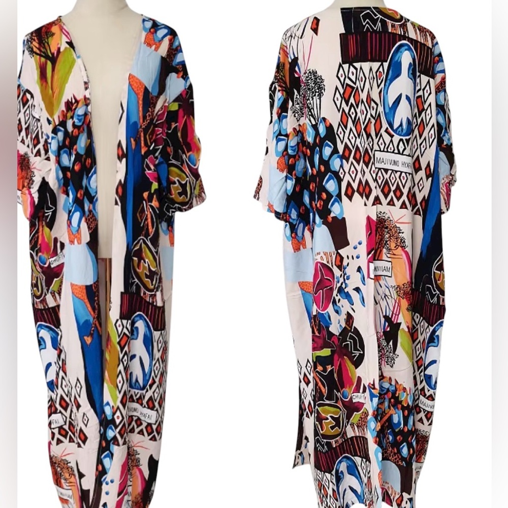 Kimono, Chufy Majivuno Hyafai Kenya colorful print , one size